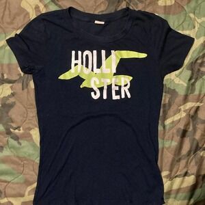 Hollister y2k navy graphic baby tee size M/16